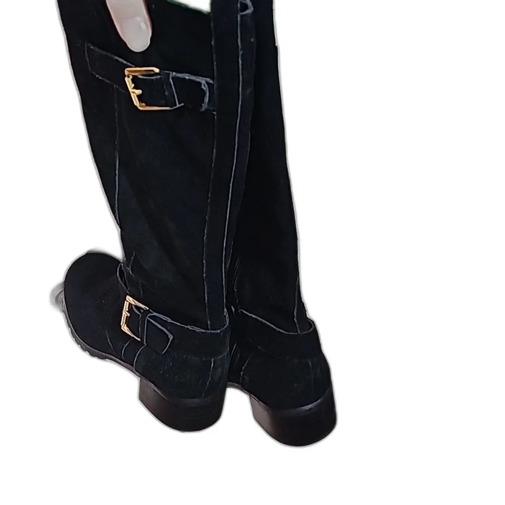 Campus Boots Black Suede Silvertone Hardware Size 7